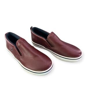 Nautica Boys Slide-On Cushioned Akeley Brown Leather Slip-On Shoes | Sz 13